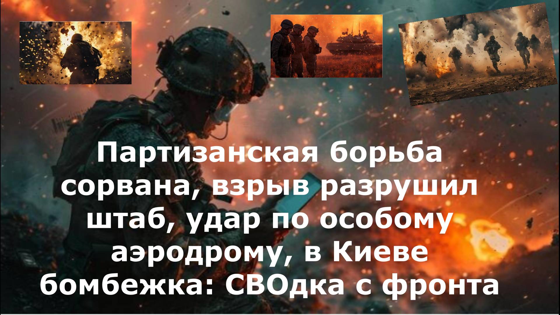 Партизанская борьба сорвана, взрыв разрушил штаб, удар по особому аэродрому, в Киеве бомбежка: СВОдк