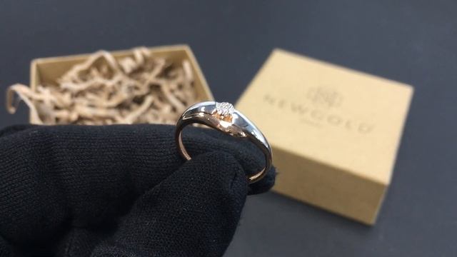 !Кольцо 093949 из красного золота 585 пробы с фианитами смотреть онлайн
