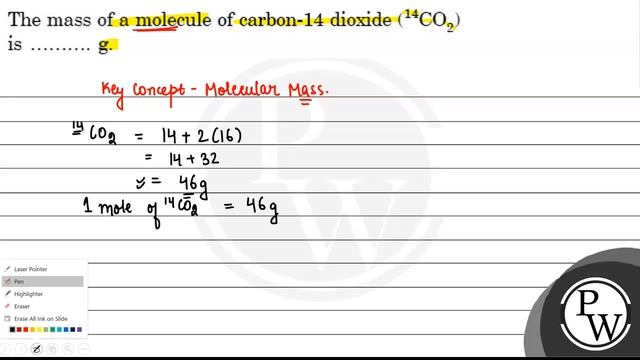 The mass of a molecule of carbon- 14 dioxide \( \left({ }^{14} \mathrm{CO}_{2}\right) \) is \( \... смотреть онлайн