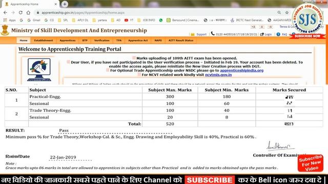 AITT Apprenticeship Exam Pass karne ke lie Minimum kitna Mark’s lana hota hai || Mark's information