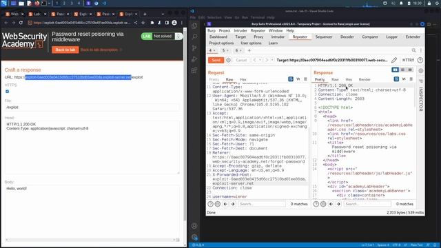 12. Lab 11 - Password reset poisoning via middleware