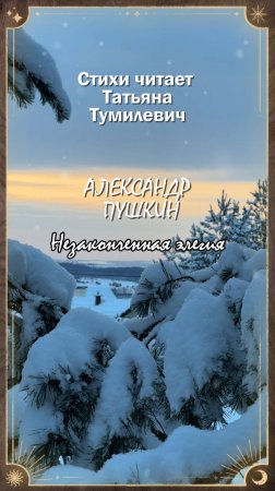 А.С.Пушкин "Незаконченная элегия". Стихи читает Татьяна Тумилевич.