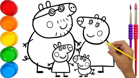 как нарисовать семью свинки пеппы для детей и малышей шаг за шагом