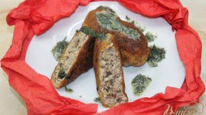 Свиные зразы с грибами и сыром