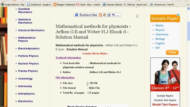 Arfken and Weber-Mathematical methods for physicists 5th edition solution manual