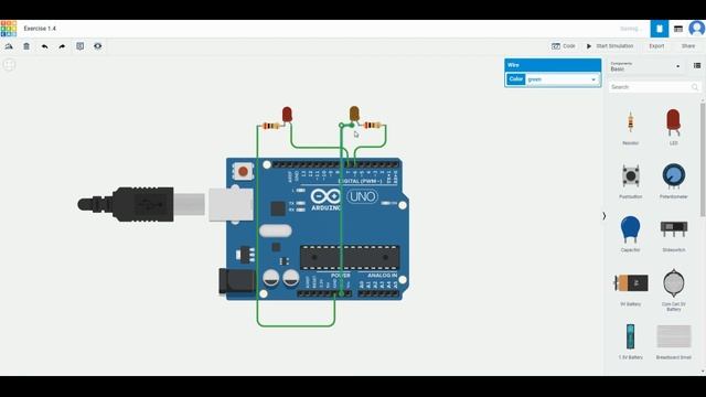 TinkerCAD Tutorial: LED, Resistor and Arduino Coding using Blocks смотреть онлайн