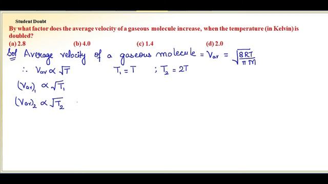 By what factor does the average velocity of a gaseous molecule increase, when temperature is double смотреть онлайн