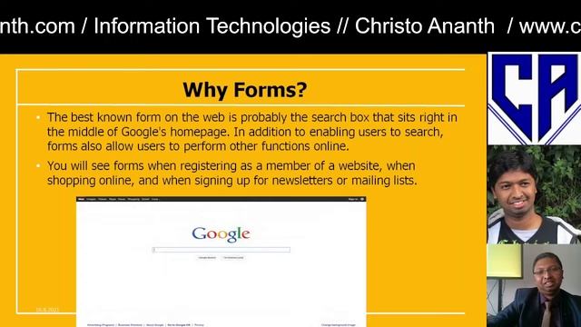 Christo Ananth - HTML Tables, Forms, Radio Button, Check box, Dropdown - Information Technologies