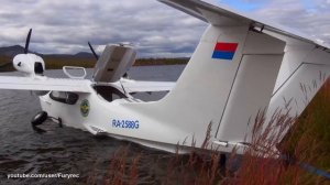 Посадка-взлёт гидросамолета на Хиникинском озере. Колыма. Осень. Красоты природы