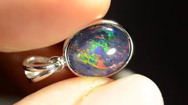 1378 - Women Opal 925 Silver Pendant with Australian Natural Black Opal Triplet смотреть онлайн