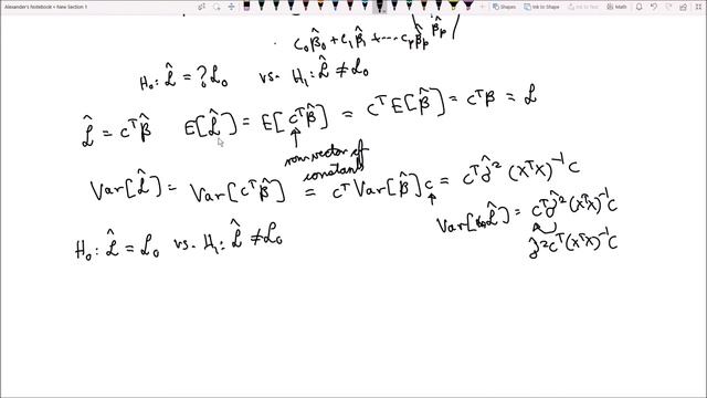 Hypothesis Testing Linear Combination Regression Parameters Matrix Form