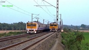 Rare EMU Brother Crossing | Speedy 09 Coach EMU Train Meets 12 Coach EMU Train | Eastern Railways