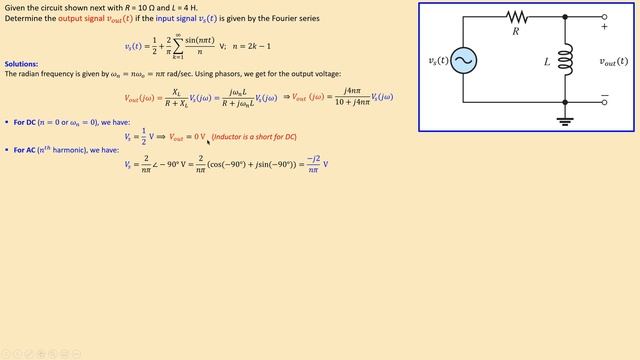 Circuit Analysis Using Fourier Series ⭐ RL Circuit Response - Nonsinusoidal Waveform ⭐ Example 1