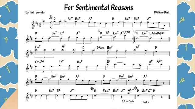 For Sentimental Reasons (Best) Backing track + score for Eb alto instruments