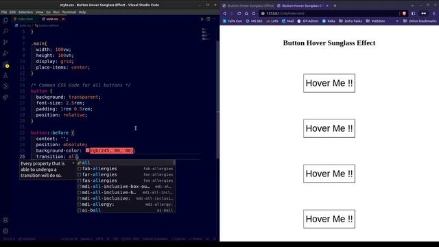 Button Hover Effect | Button with amazing hover effect | Animated Hover Button Using HTML CSS only