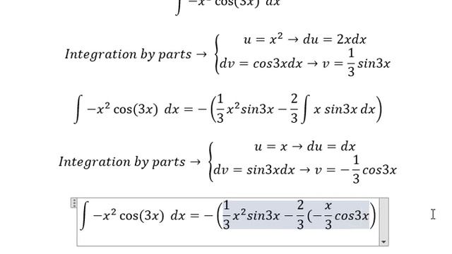 Calculus Help: Integral ∫ -x^2 cos(3x) dx - Integration by parts - Techniques смотреть онлайн