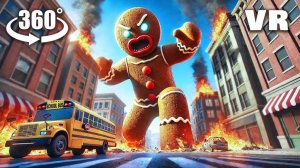 VR 360 ° Giant Gingerbread Man в городе