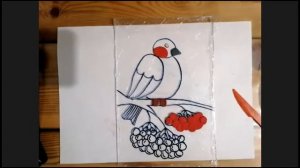 Снегирь. Обратная пластилинография 2ч