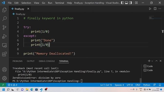 V33 - Introduction to 'finally' keyword in Exception Handling with Python