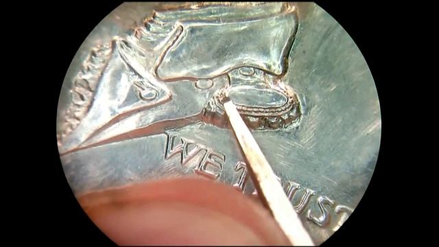 Hobo nickel "Gentleman of Fortune". Hand engraving. Half dollar 1967. Working on the details. смотреть онлайн