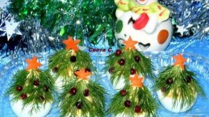 Фаршированные яйца Новогодние елочки