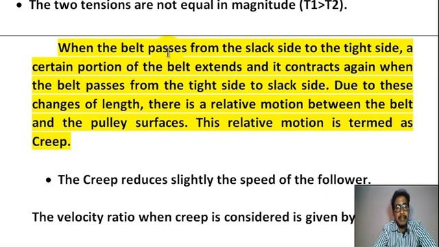 Creep in the Belt Drive - Belts Ropes and Chain Drives - Theory of Machines смотреть онлайн