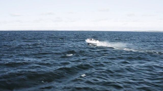 Electric boat flying over waves | Candela C-7 hydrofoil sea trials