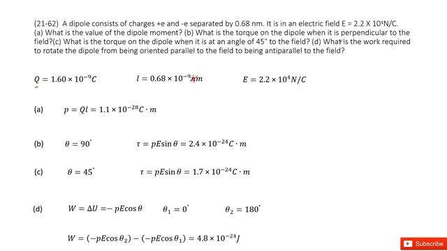 (21-62) A dipole consists of charges +e and -e separated by 0.68 nm. It is in an electric field E смотреть онлайн