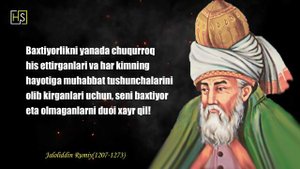 JALOLIDDIN RUMIYNING BU HIKMATLARI JUDA KUCHLI | ЖAЛОЛИДДИН РУМИЙНИНГ БУ ҲИКМAТЛAРИ ЖУДA КУЧЛИ