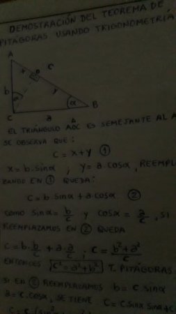 Demostracion del Teorema de Pitágoras usando trigonometría