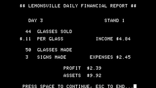 Lemonade Stand - (1979) - Apple 2 - VGG смотреть онлайн