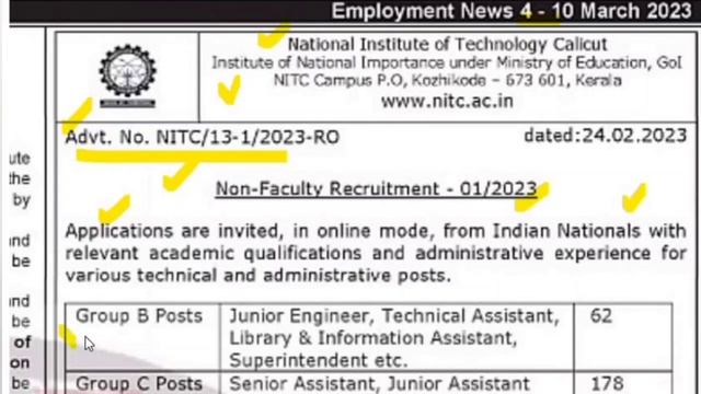 NIT Calicut Group B & C Recruitment 2023 | NIT, Calicut Group B & C 2023 Online Form | All India