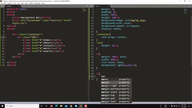 How to Create Transparent Navigation Bar and Menus With HTML and CSS