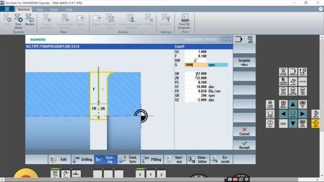SIEMENS - SINUMERIK - SINUTRAIN- Programming of Cut-off / Parting off - Cycle 92
