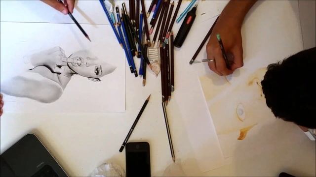 Rihanna & Hayden Brady (speed drawing) - Portrait by Davide Fermo and Antonio Giuliano