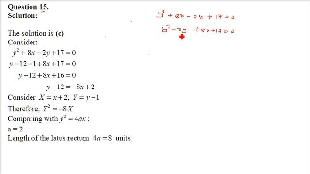 RD SHARMA SOLUTIONS CLASS 11 CHAPTER 25 Parabola MCQ हिंदी 3 смотреть онлайн