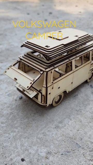 Volkswagen Camper laser cut model #lasercut #caravanlife #lasercutting #scalemodels #woodenartwork