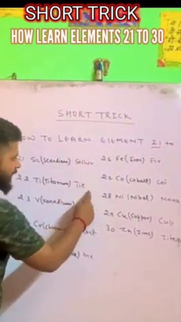 element periodic table 21 to 30 easy trick