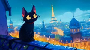 Кот в Париже | Cartoon Cat – Eiffel Tower | Paris - Живые Обои