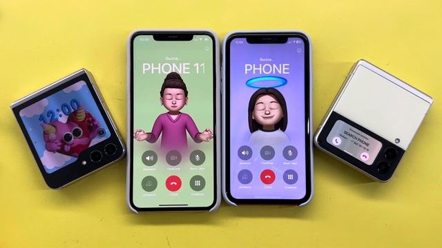 iPhone 11+11 Pro Max vs Samsung Z Flip3+ Z Flip5 Incoming&Outgoing Call смотреть онлайн