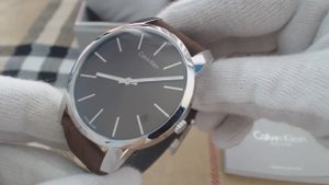 Men's Calvin Klein ck City Brown Leather Strap Watch K2G211GK