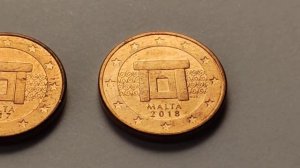 1 Euro Cent Coin :: Malta 2013, 2017 & 2018