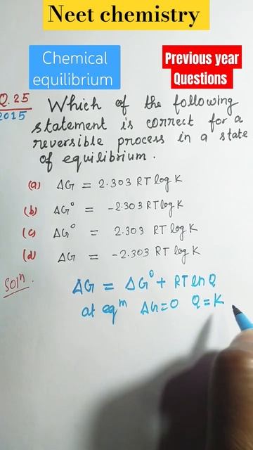 Q-25 #neet #chemistry ##chemicalequilibrium #previousyearquestions