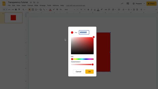 Google Slides Tutorial: Changing the Transparency of a Shape
