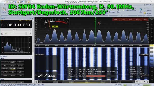 19.01.2025 11:40UTC, [Es, oos], SWR4, Baden-Württemberg, Германия, 90.1МГц, 2067км