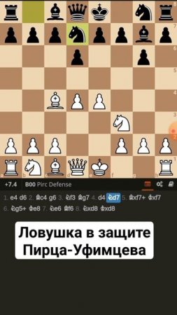 Ловушка в защите Пирца-Уфимцева. #chess #chessgame #шахматыдляновичков