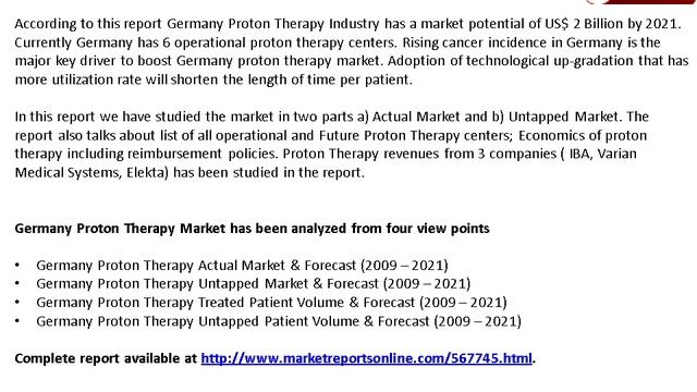 Germany Proton Therapy Industry Expected to Reach US$ 2 Billion by 2021