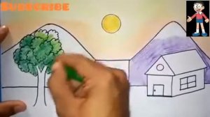 how to draw easy landscape // crazy arts // assamese drawing // juman deka.