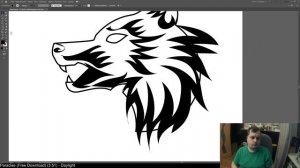 How to draw a logo. Vector illustration of a wolf head logo. Workflow over stock vector