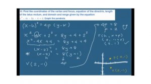 Parabola: Find the Vertex, Focus, Equation of the Directrix, Latus Rectum Practice Problem Part 3